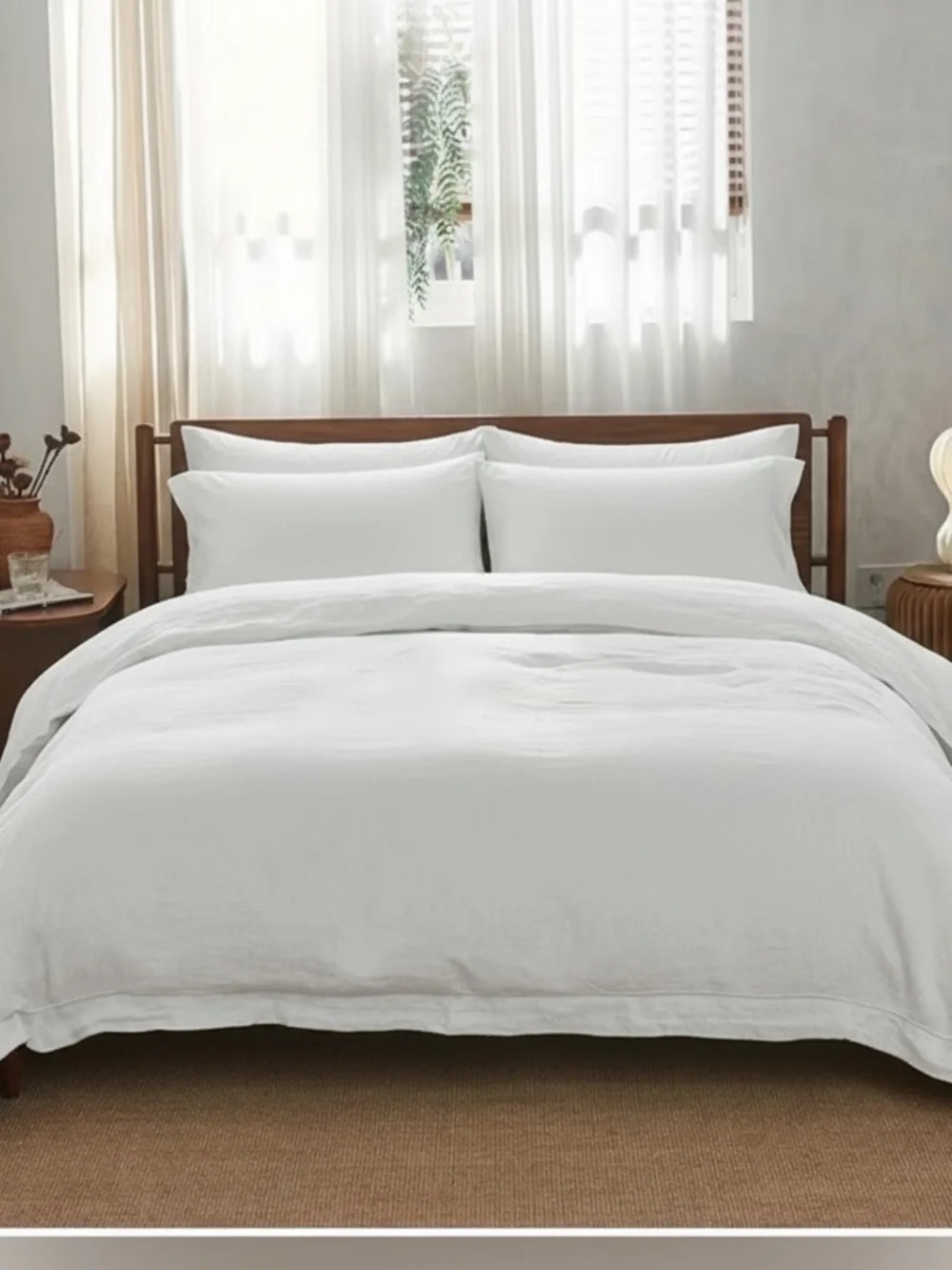 BUNDLE three 100% linen duvet Covers Sets, Natural flax,white-white, light gray